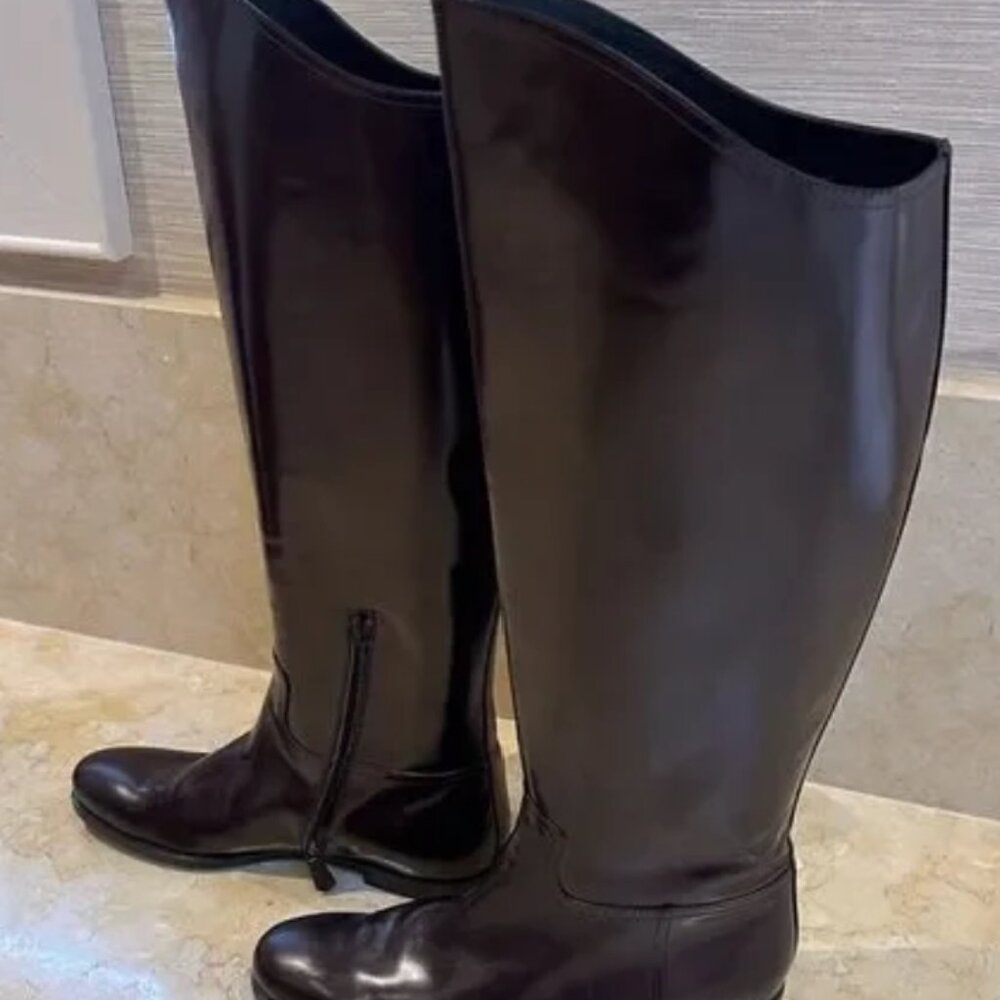 Bottega Veneta Black leather riding boot 41